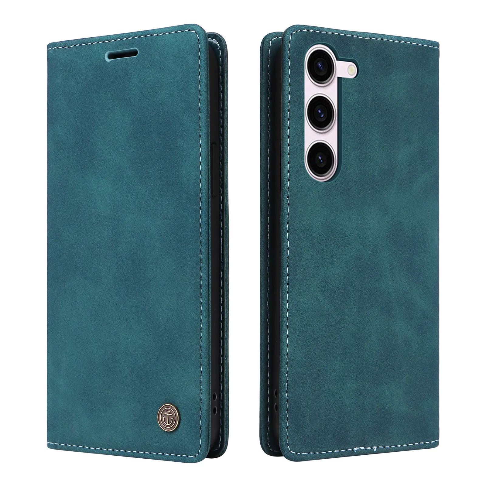 006 Series For Samsung Galaxy S23 Case PU Leather Wallet Sucker Closure Phone Cover