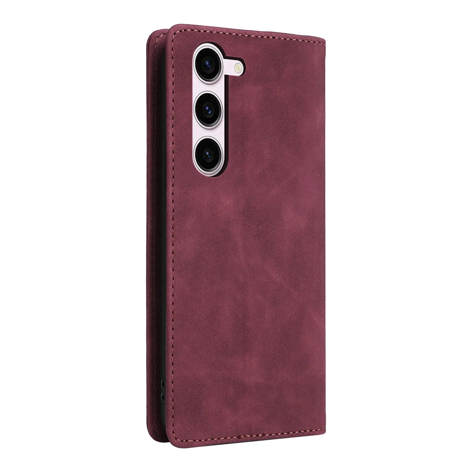 006 Series For Samsung Galaxy S23 Case PU Leather Wallet Sucker Closure Phone Cover