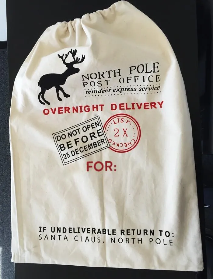 72 ct Printed North Pole Canvas Santa Sacks - By Case