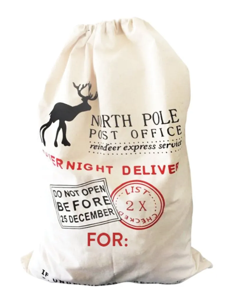 72 ct Printed North Pole Canvas Santa Sacks - By Case