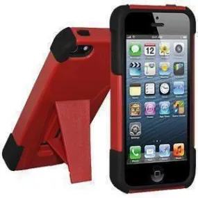 Amzer Double Layer Hybrid iPhone Case with Kickstand - Black- Red