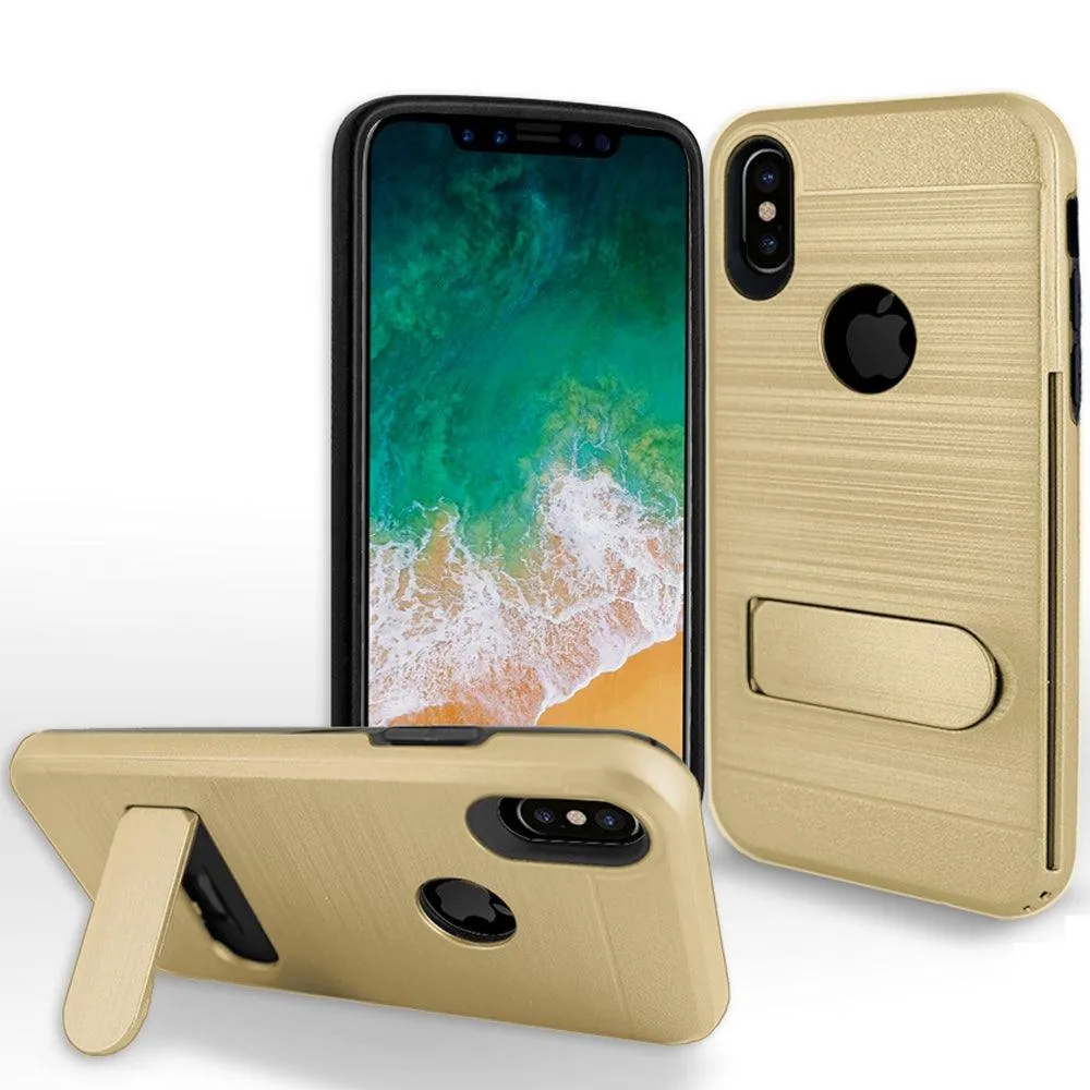 Apple iPhone XS / Apple iPhone X Brushed Shockproof Card Holder Case With Kickstand by Modes