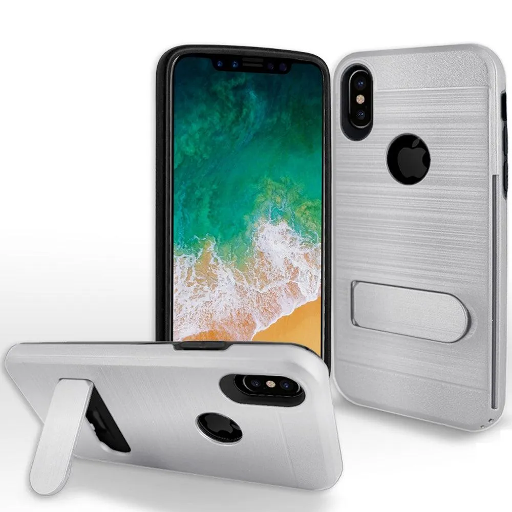 Apple iPhone XS / Apple iPhone X Brushed Shockproof Card Holder Case With Kickstand by Modes