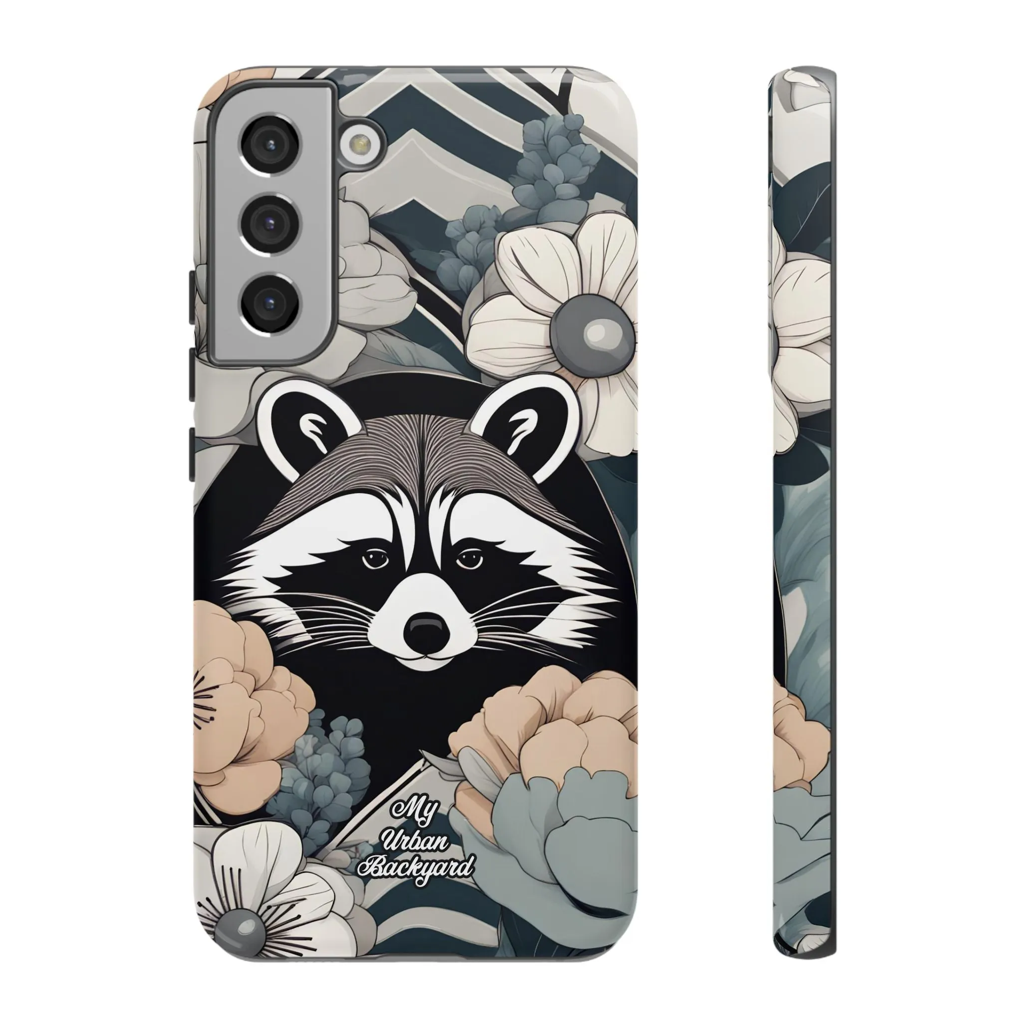 Art Deco Raccoon with Flowers, Cell Phone Case - Apple, Samsung, or Google Pixel