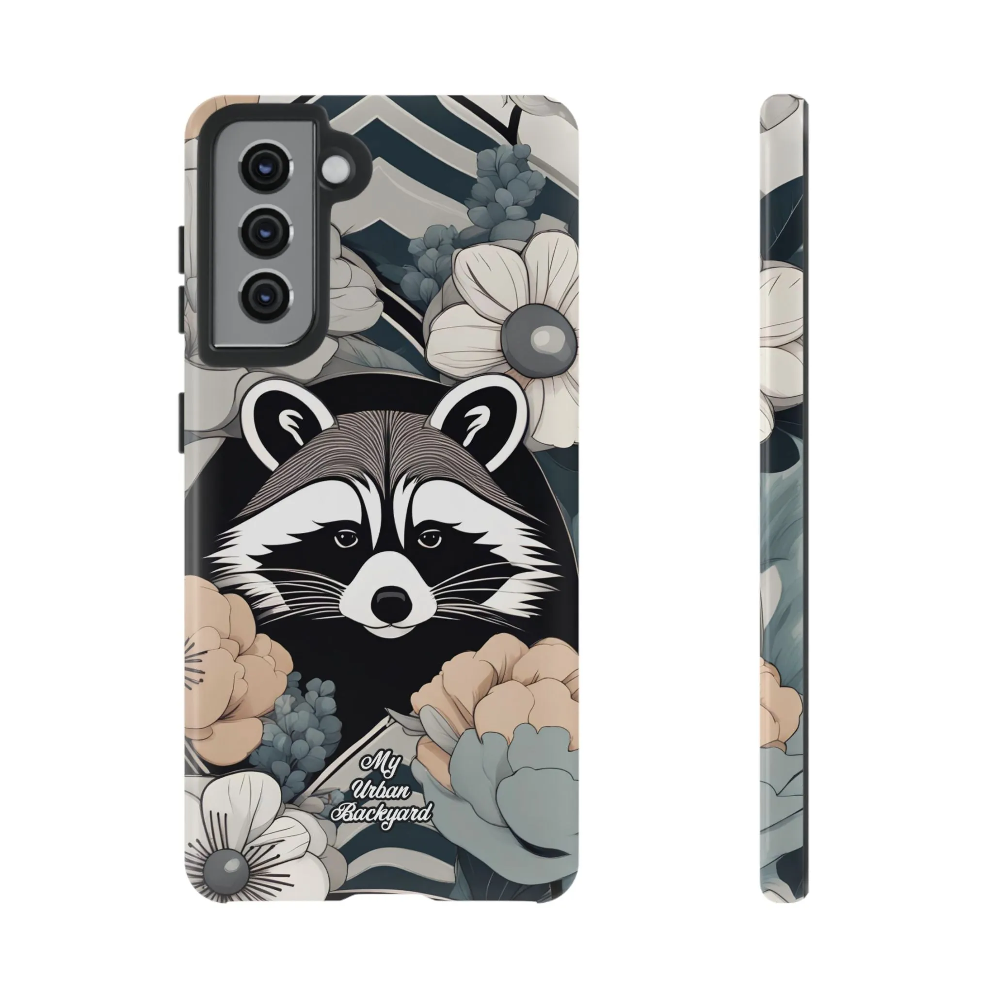 Art Deco Raccoon with Flowers, Cell Phone Case - Apple, Samsung, or Google Pixel