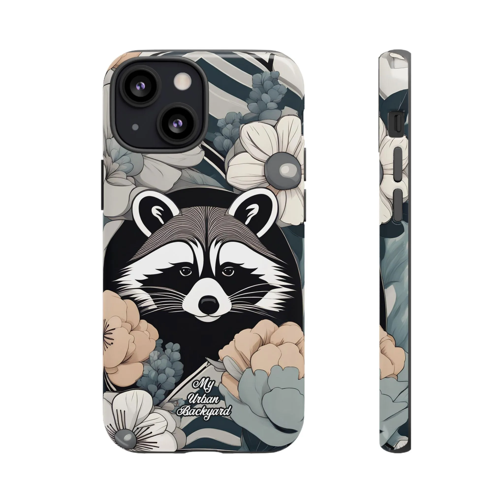 Art Deco Raccoon with Flowers, Cell Phone Case - Apple, Samsung, or Google Pixel