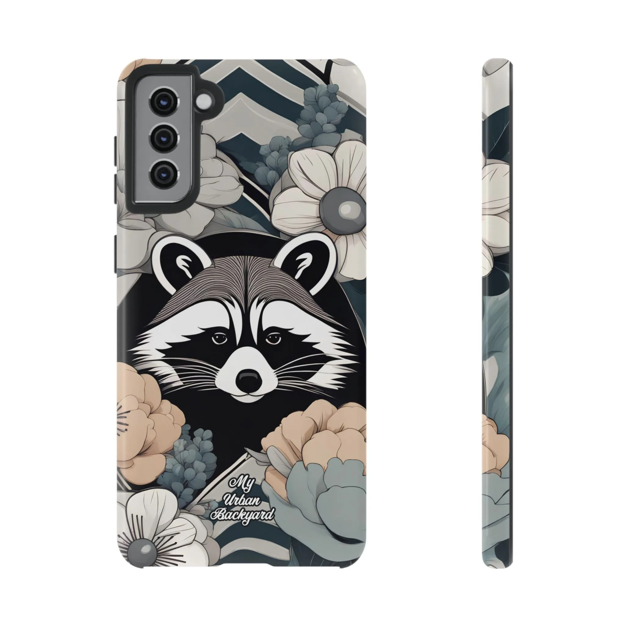 Art Deco Raccoon with Flowers, Cell Phone Case - Apple, Samsung, or Google Pixel