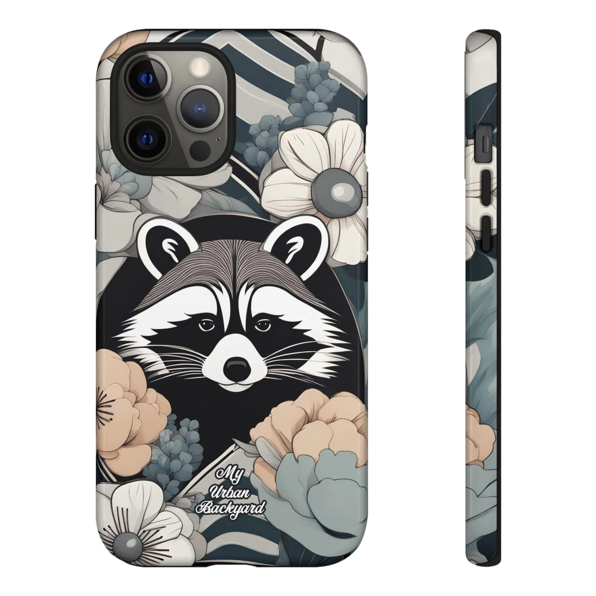 Art Deco Raccoon with Flowers, Cell Phone Case - Apple, Samsung, or Google Pixel