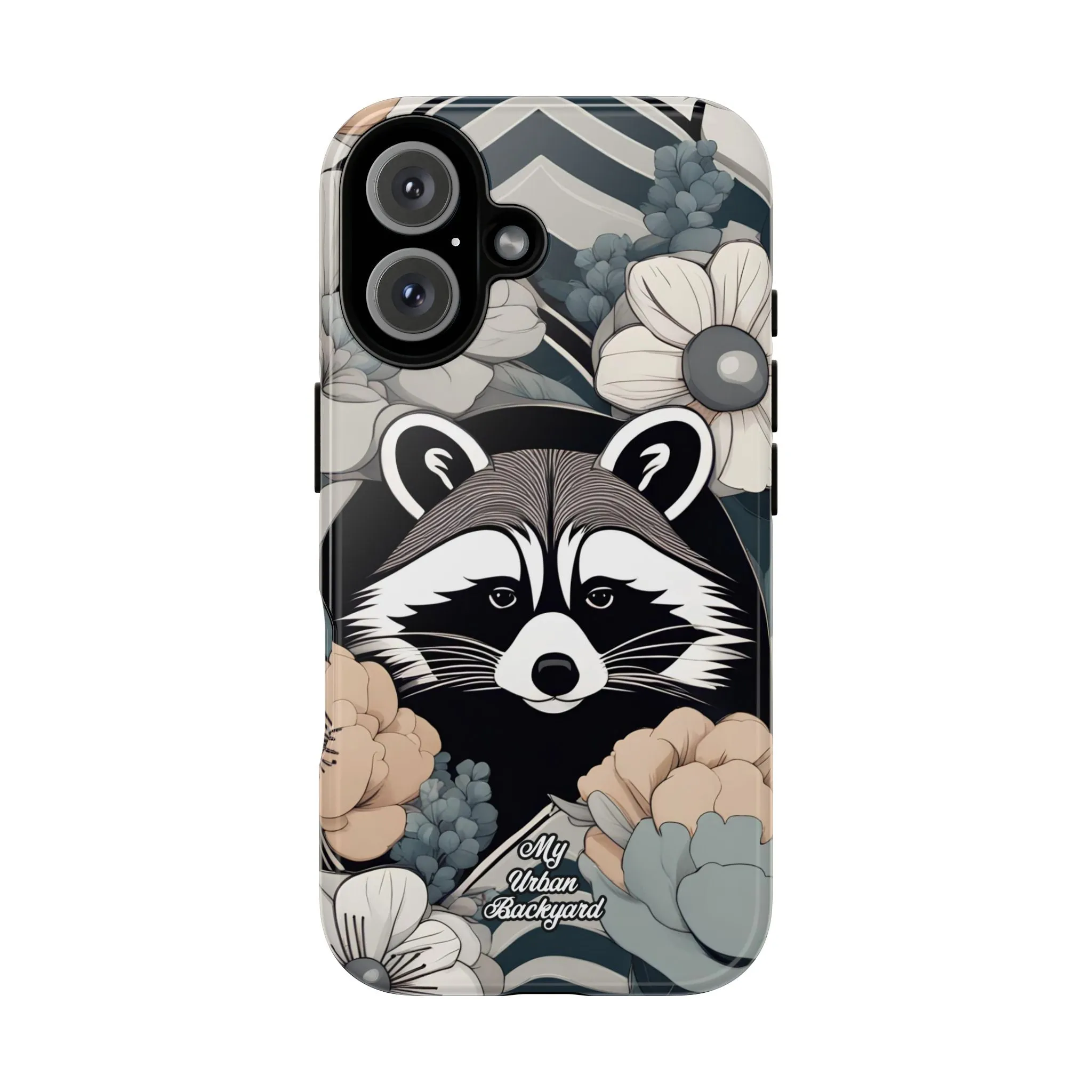 Art Deco Raccoon with Flowers, Cell Phone Case - Apple, Samsung, or Google Pixel