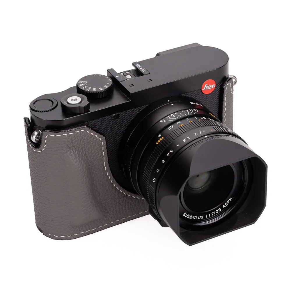 Arte di Mano Leica Q3 Half Case (Type 1-SD, Screw Secured) - Shrunken Calf Gray