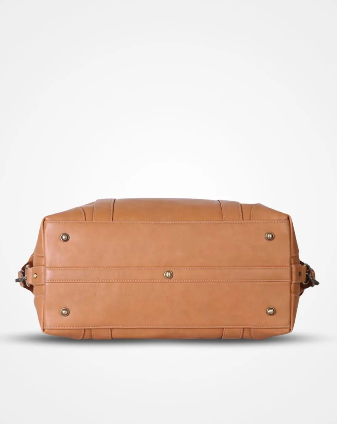 Brown Leatherette Duffle  / Luggage Bag with Side Hooks