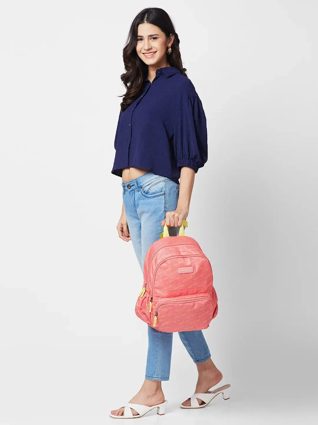 Caprese Zoe Backpack Medium Dual Compartment Peach