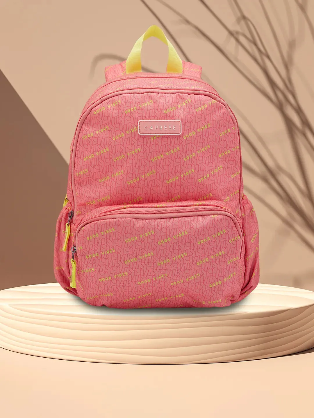 Caprese Zoe Backpack Medium Dual Compartment Peach