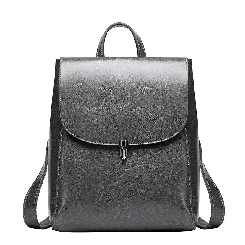 Casual Style Women's Leather Cowhide Backpack