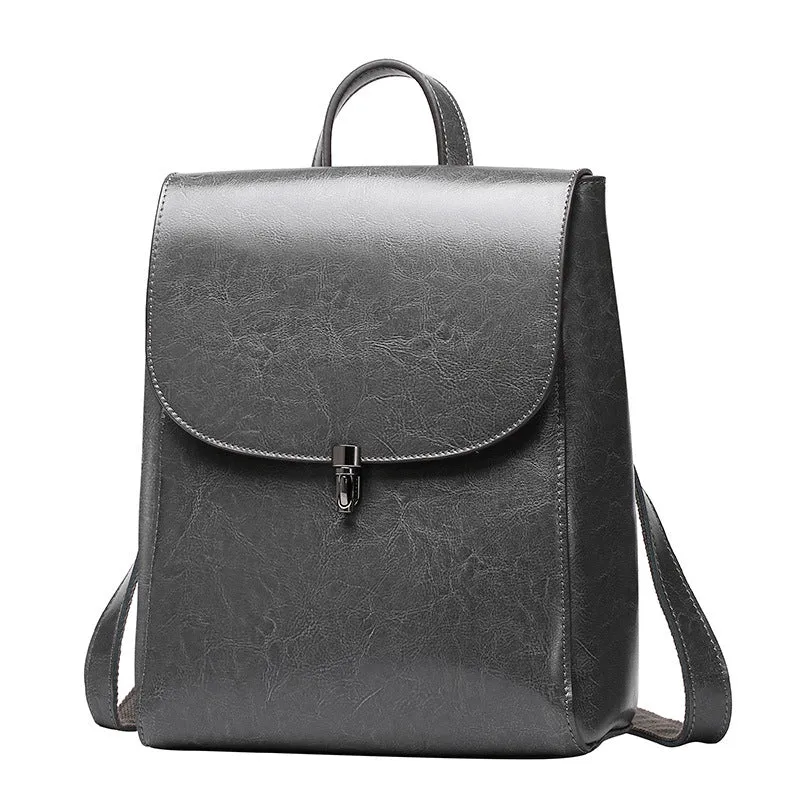 Casual Style Women's Leather Cowhide Backpack