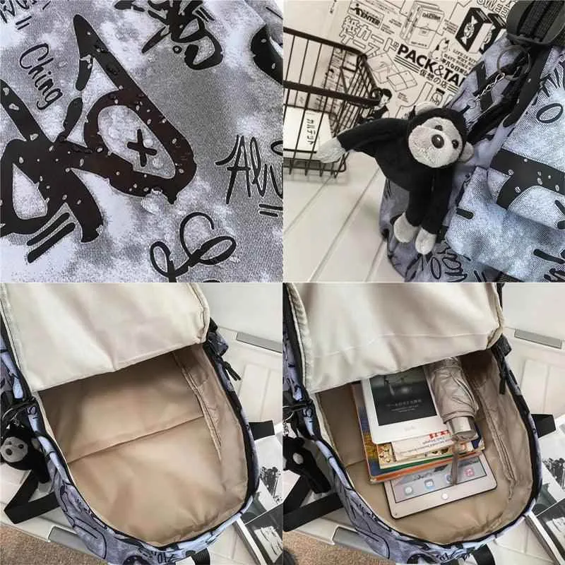 Cool Graffiti Backpack with Large Capacity for Students QC346