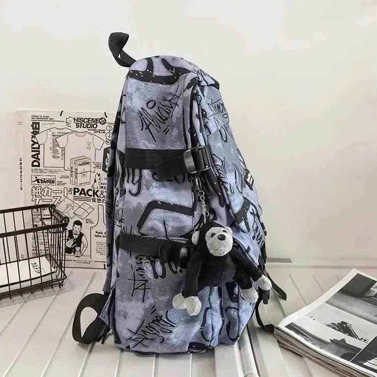 Cool Graffiti Backpack with Large Capacity for Students QC346