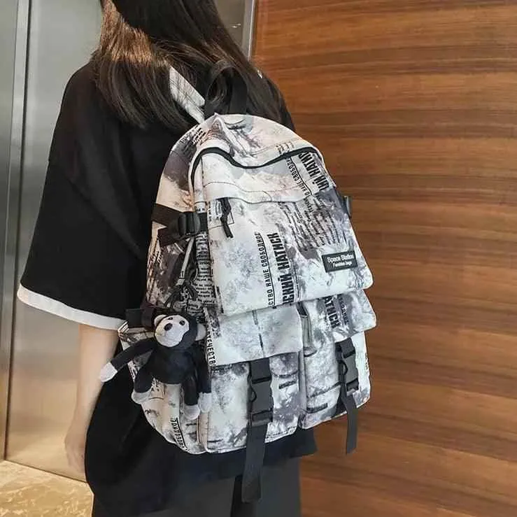 Cool Graffiti Backpack with Large Capacity for Students QC346