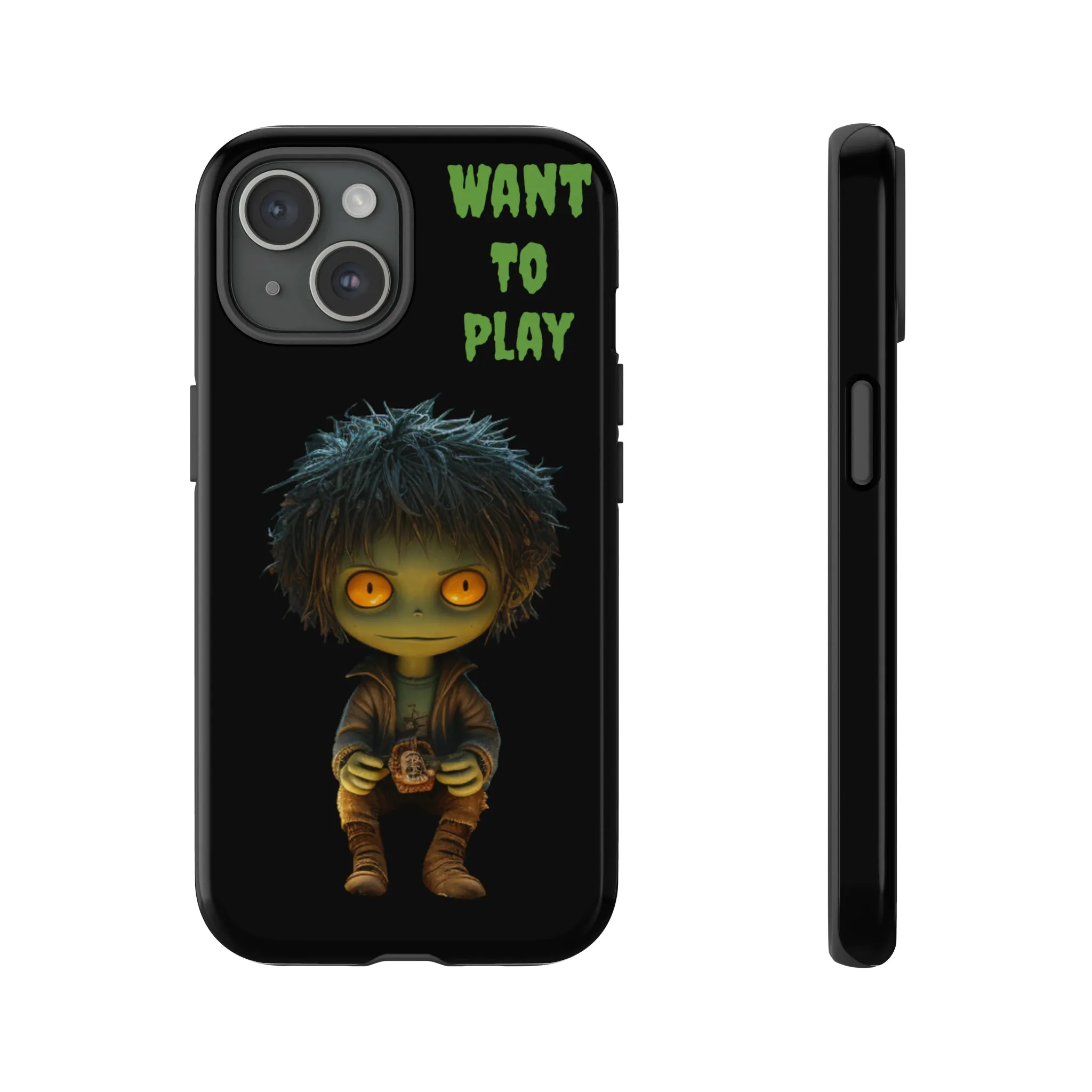 Creepy Kid Phone Case. This iPhone 15 Tough Phone Case Is Perfect For Halloween, Gift For Her, Gift For Kids, Birthday Gift. Spooky