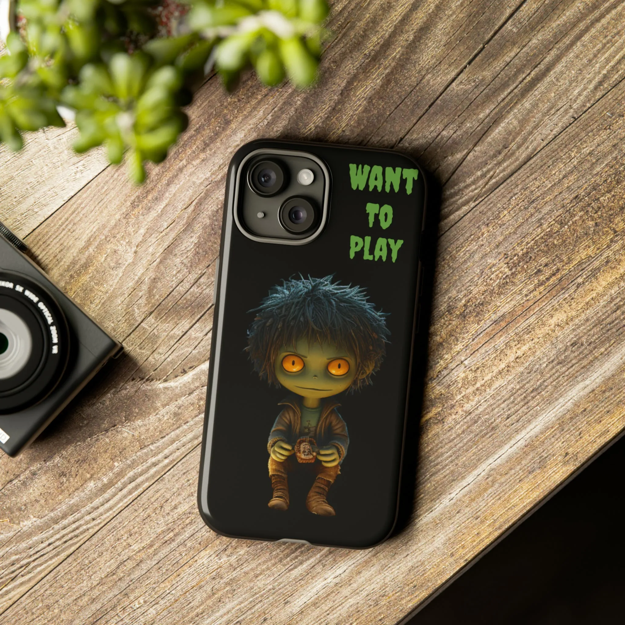 Creepy Kid Phone Case. This iPhone 15 Tough Phone Case Is Perfect For Halloween, Gift For Her, Gift For Kids, Birthday Gift. Spooky