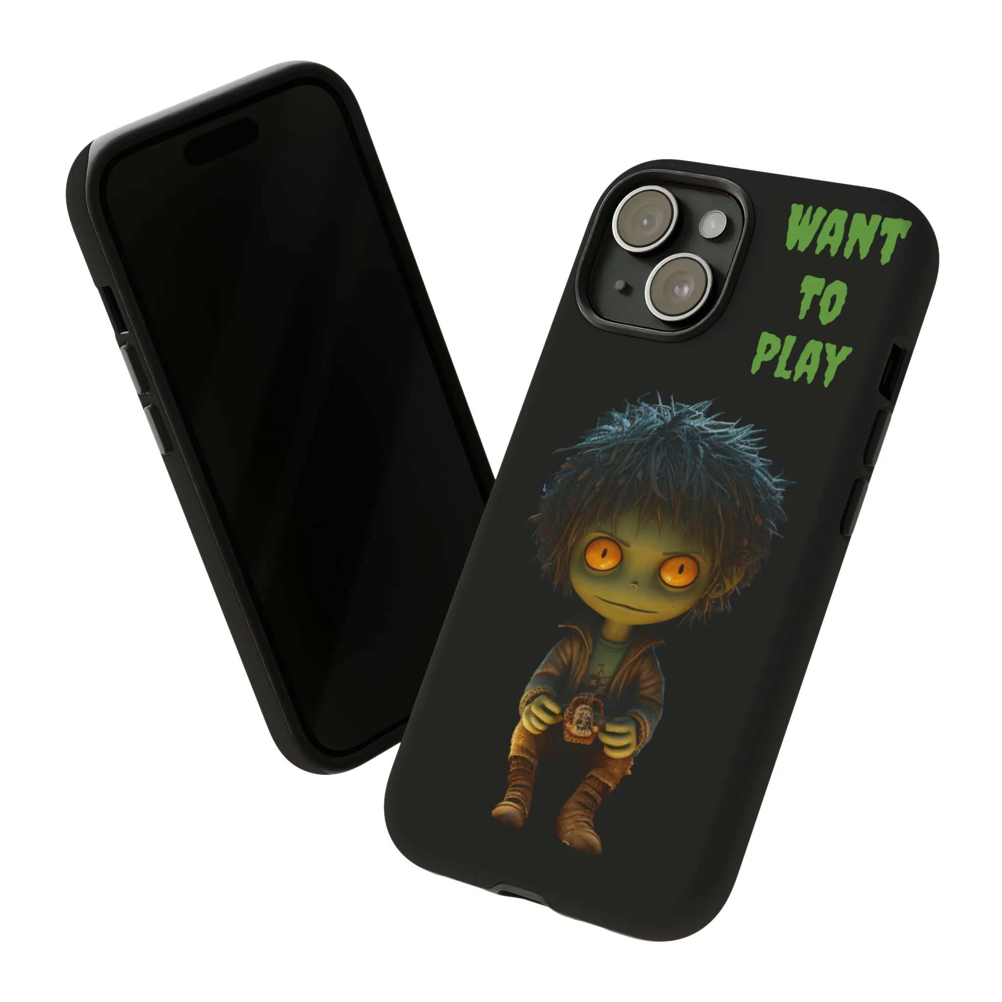 Creepy Kid Phone Case. This iPhone 15 Tough Phone Case Is Perfect For Halloween, Gift For Her, Gift For Kids, Birthday Gift. Spooky