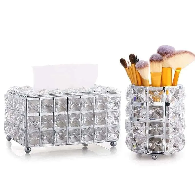 Crystal Facial Tissue Box Holder Crystal Cube Napkin Dispenser