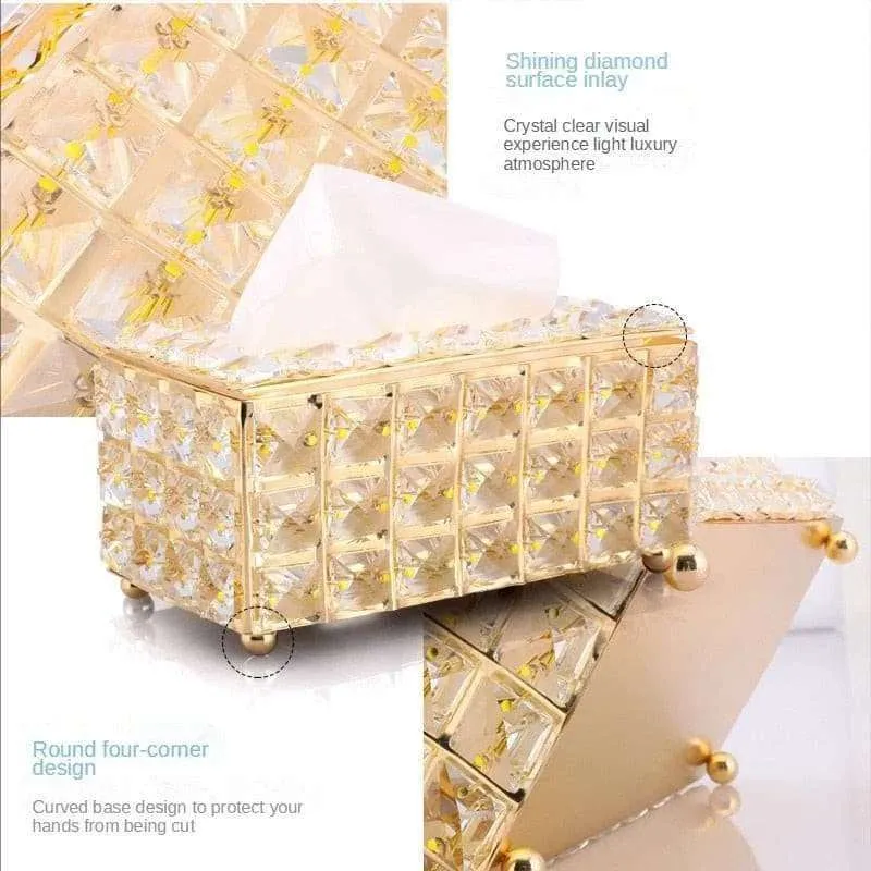 Crystal Facial Tissue Box Holder Crystal Cube Napkin Dispenser