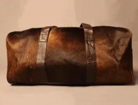 Dark Brown Cowhide Fur Overnight Bag