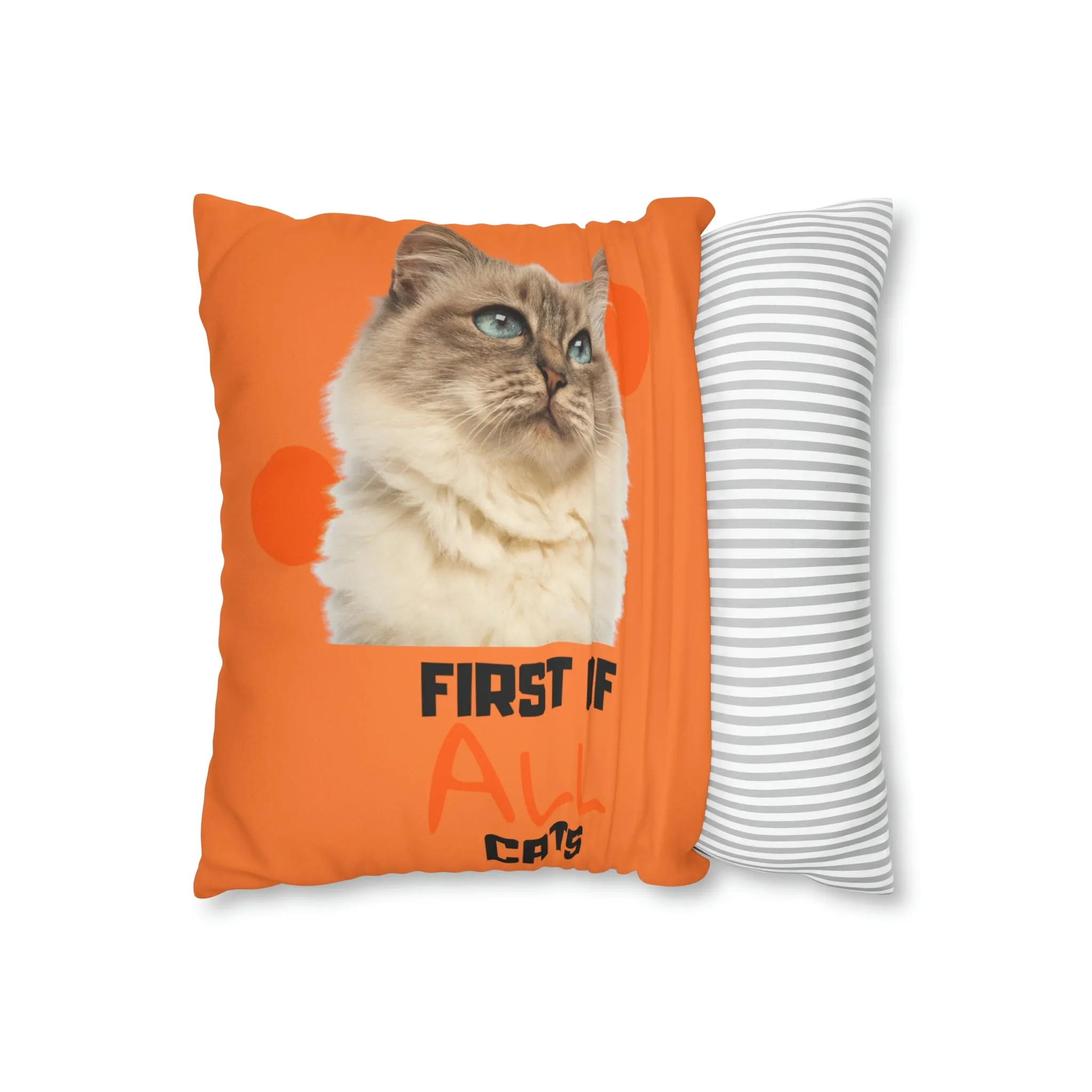 First of All Cat POD Faux Suede Square Pillow Case