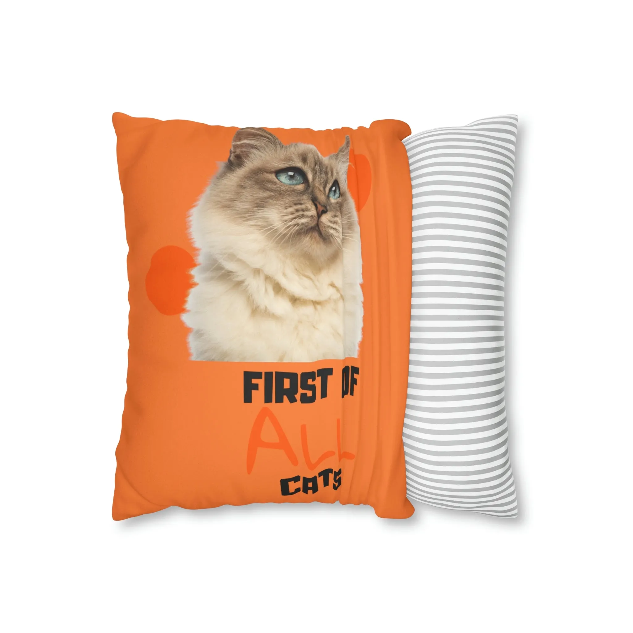 First of All Cat POD Faux Suede Square Pillow Case