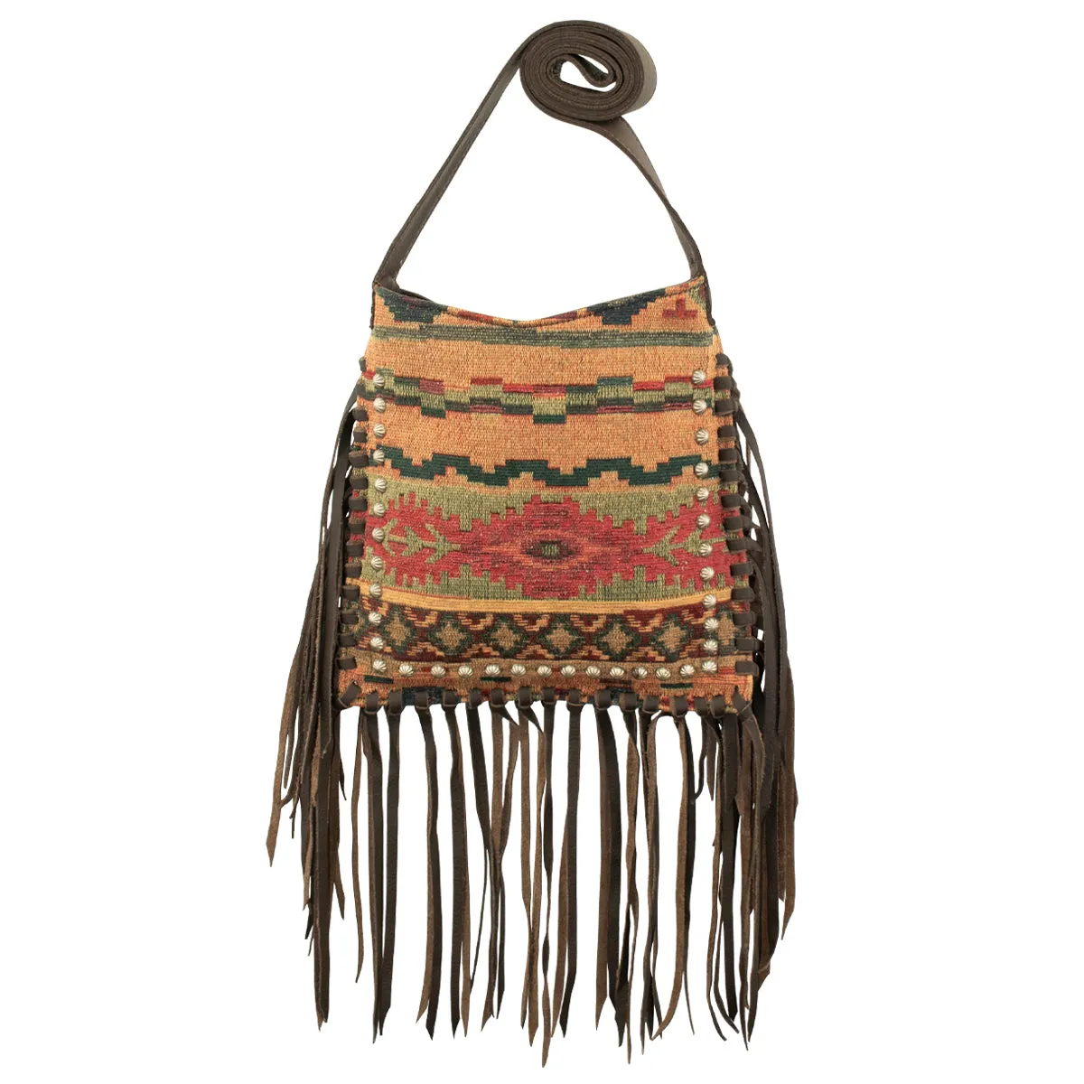 Fringed Cowgirl Messenger Crossbody - Woven Tapestry