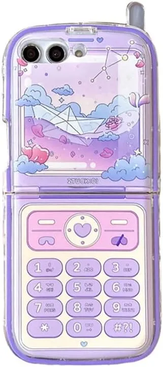 Galaxy Z Flip 5 Cute Purple Boat Print Lovely Case Protective Case