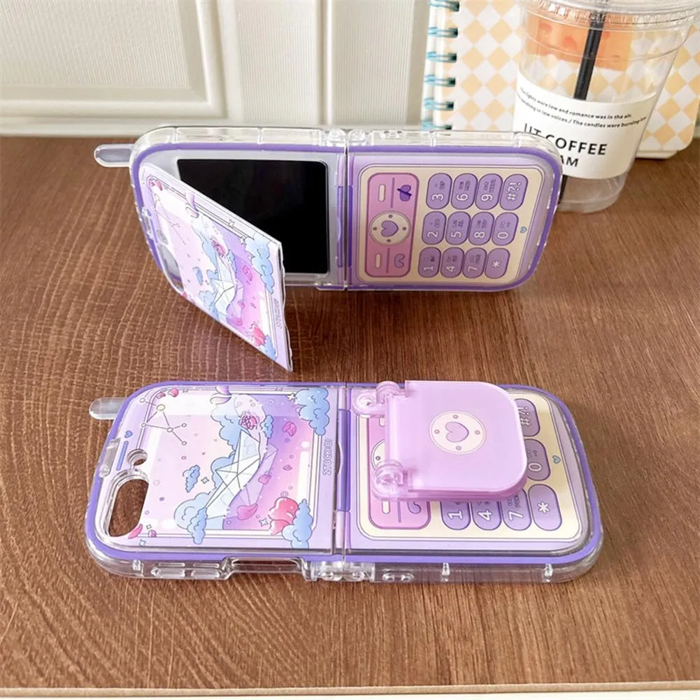 Galaxy Z Flip 5 Cute Purple Boat Print Lovely Case Protective Case