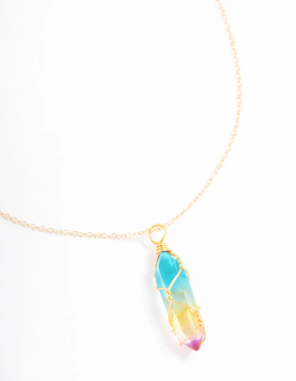 Gold Rainbow Crystal Necklace