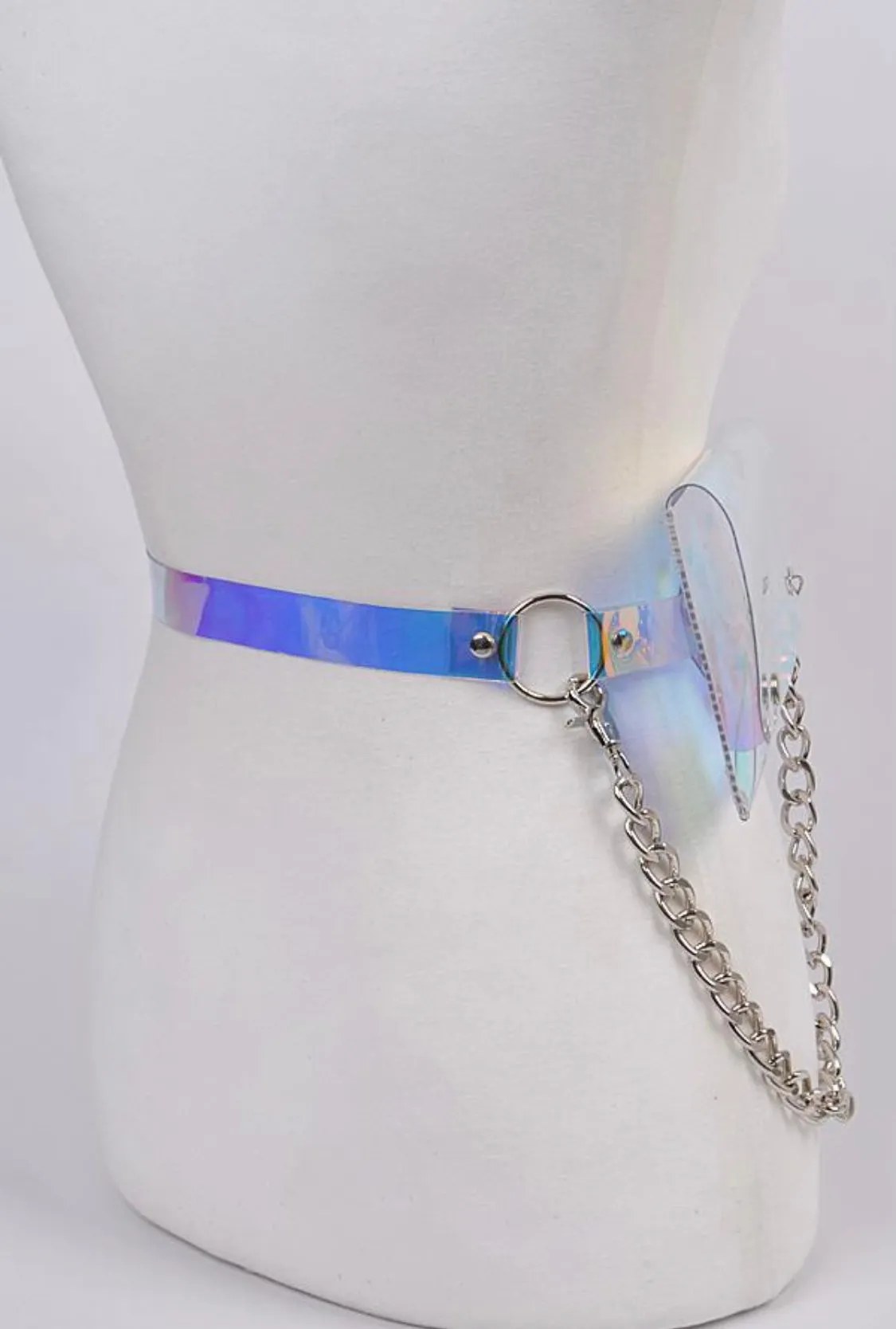 Holographic Fanny Pack w/ Silver Shoulder Chain