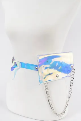 Holographic Fanny Pack w/ Silver Shoulder Chain