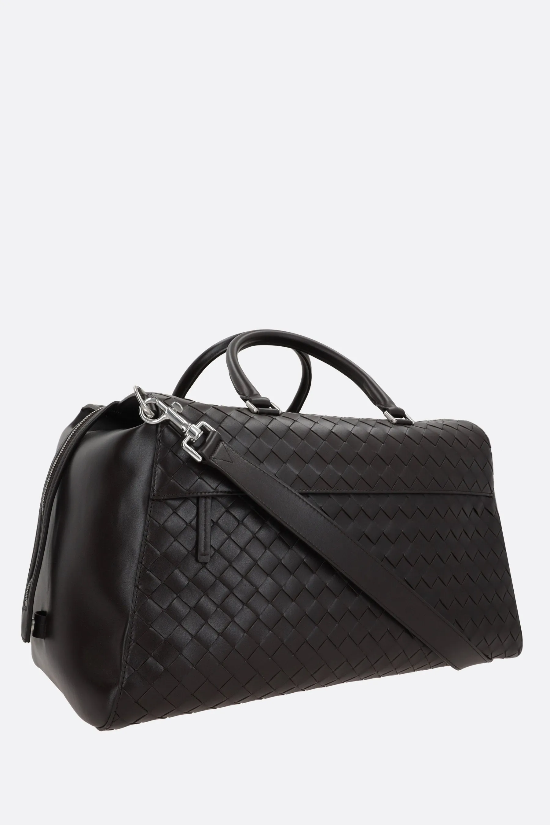 Intrecciato Woven Leather Weekend Bag