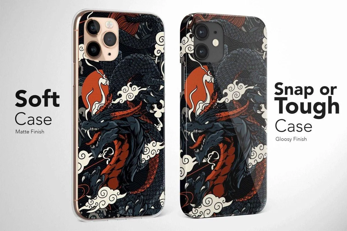 Japanese Phone Case Cover, Japan Dragon Phone Case, Aesthetic Phone Case