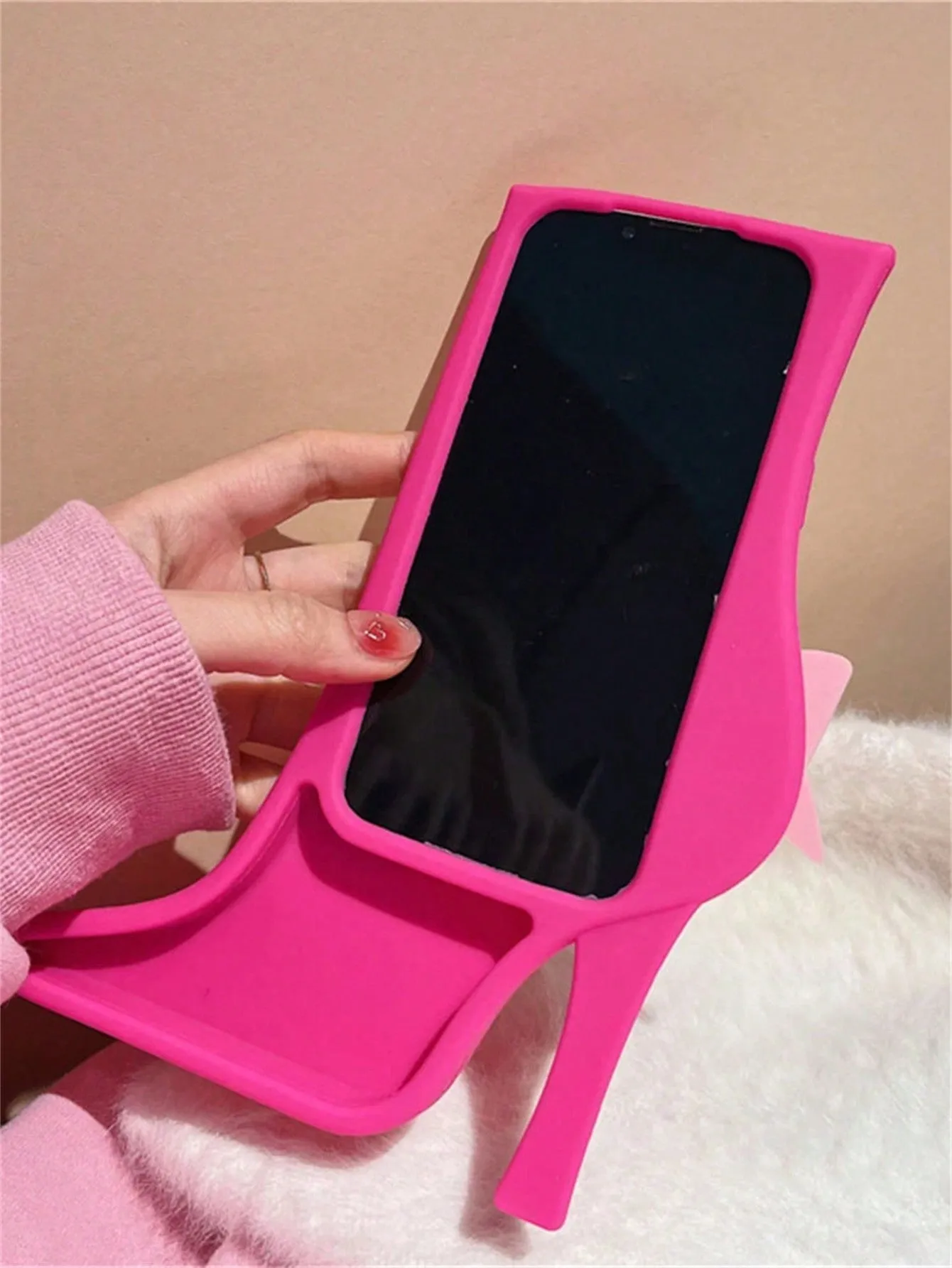 Korean Cute 3D Pink High Heels Silicone Phone Case for iPhone