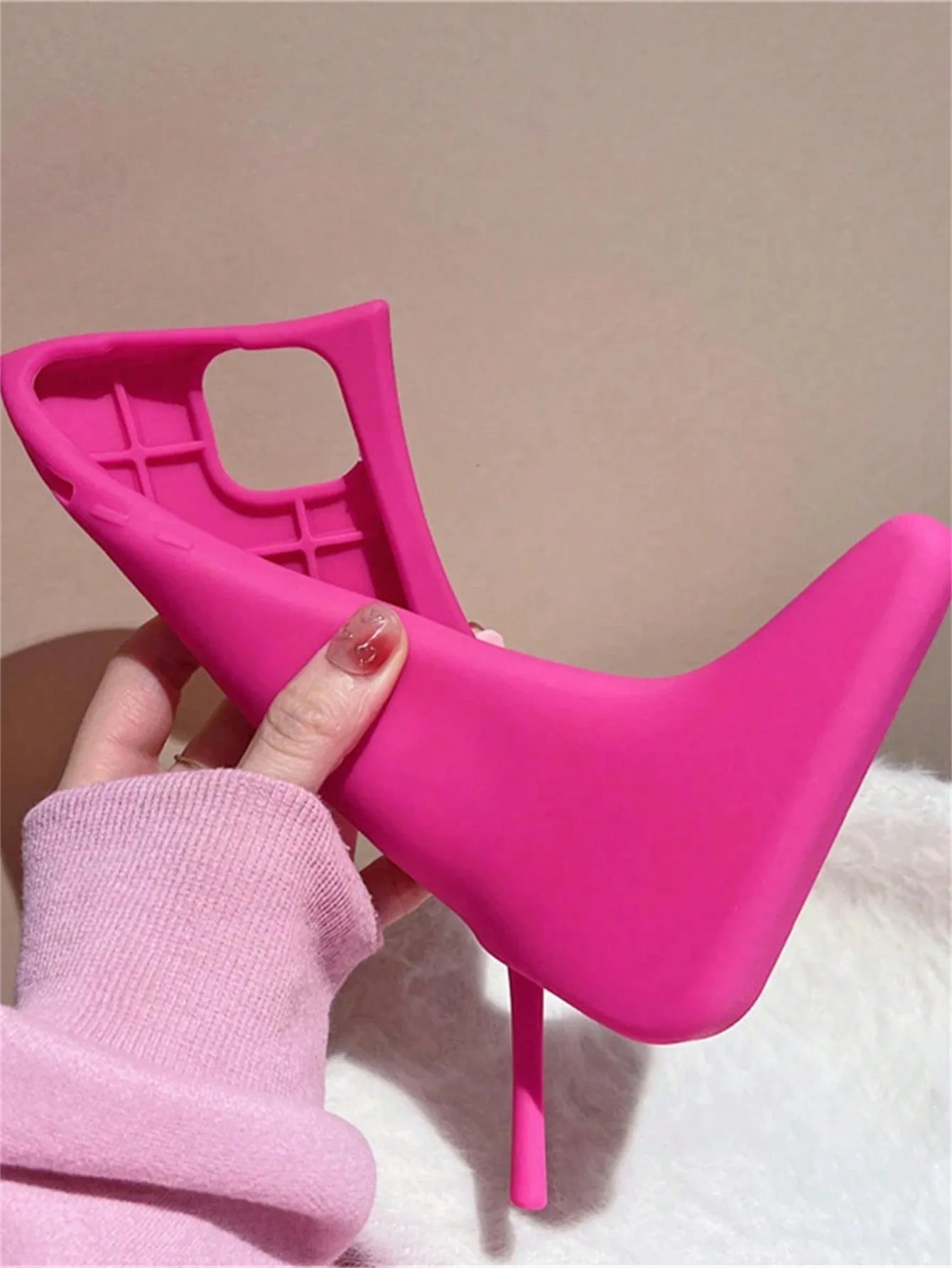 Korean Cute 3D Pink High Heels Silicone Phone Case for iPhone