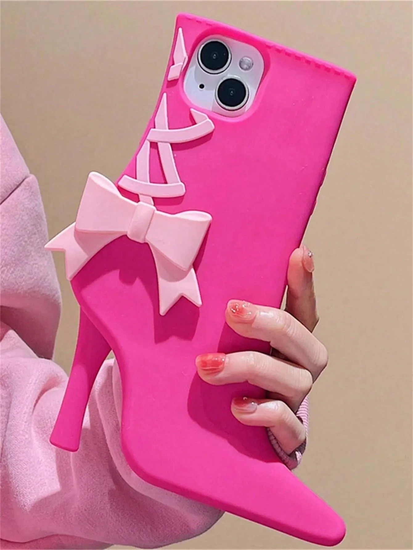 Korean Cute 3D Pink High Heels Silicone Phone Case for iPhone