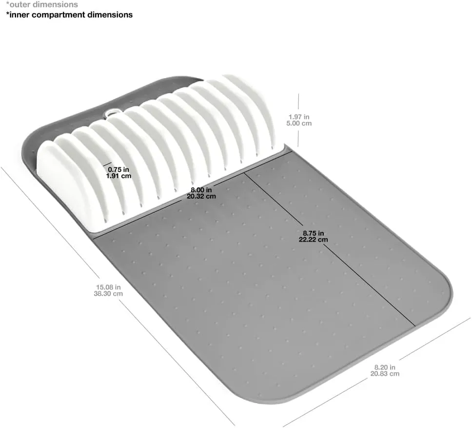 Madesmart Antimicrobial Classic Large Knife Mat Soft-Grip, Non-Slip Drawer, Long-Lasting Home Organization, EPA Certified, White