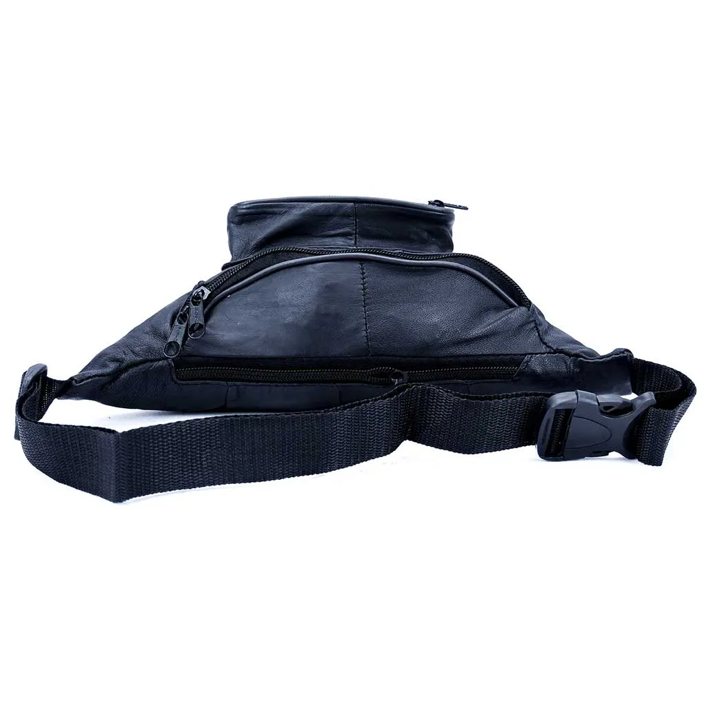 Mini Leather Fanny Pack Purse Waist Bag Black