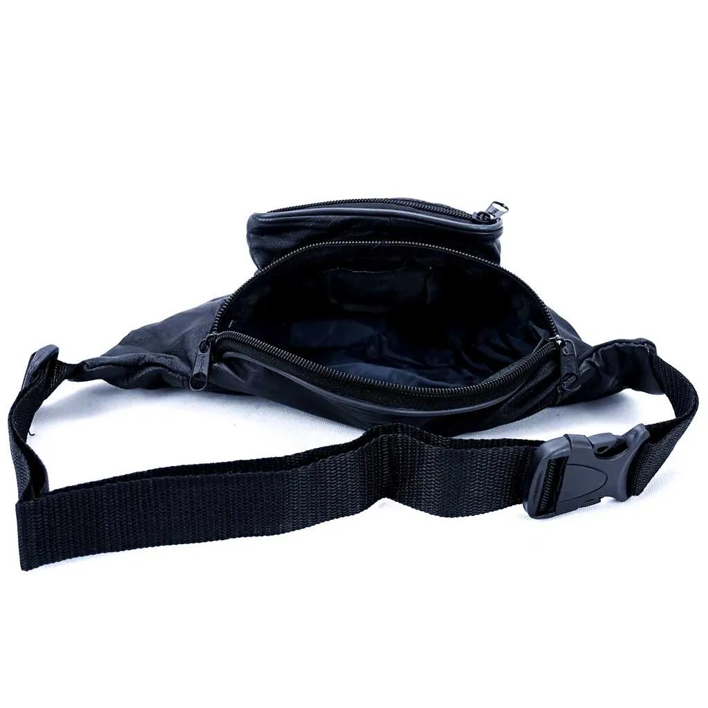 Mini Leather Fanny Pack Purse Waist Bag Black