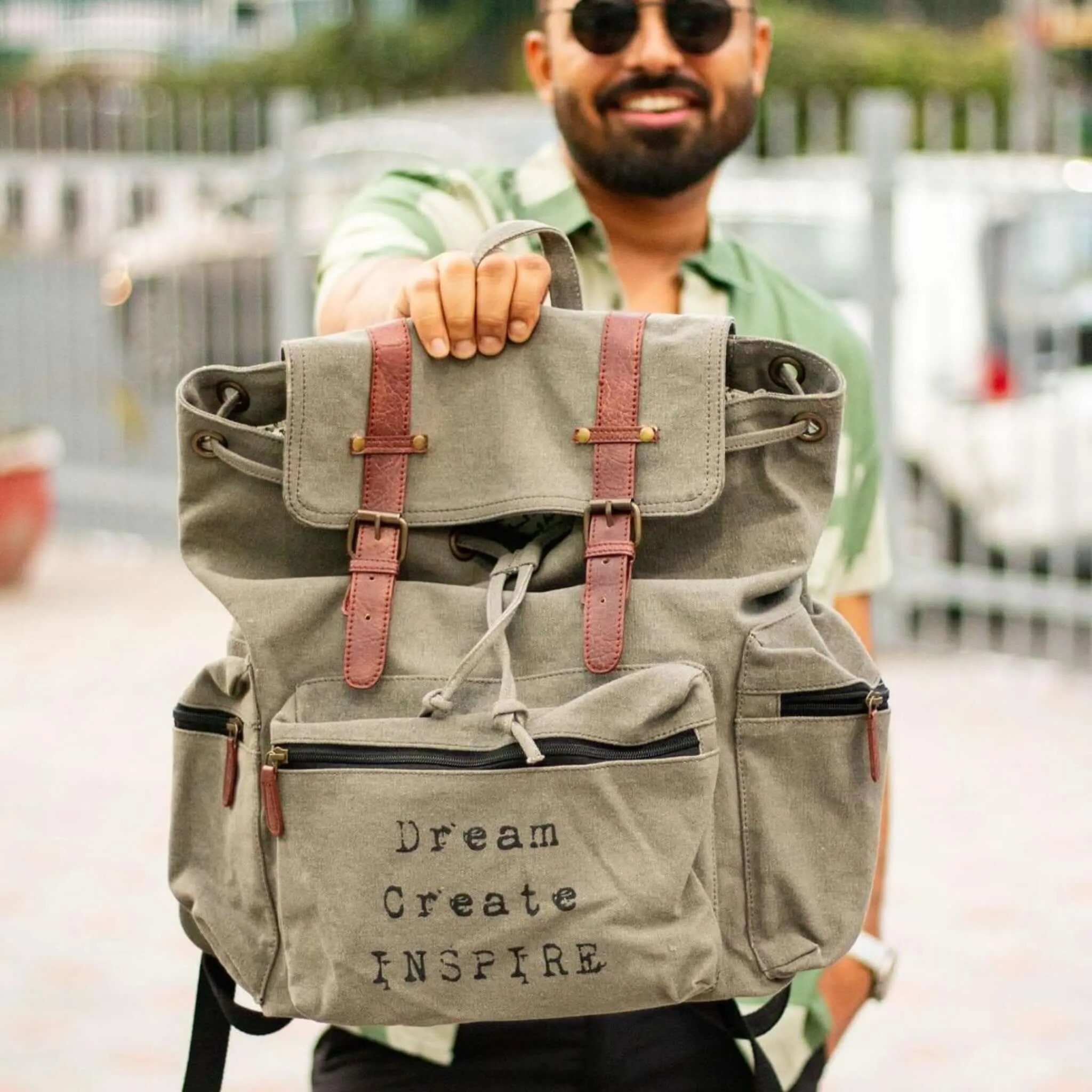 Mona B - Upcycled Canvas Back Pack for Office | School and College with Upto 14" Laptop/ Mac Book/ Tablet with Stylish Design for Men and Women: Dream