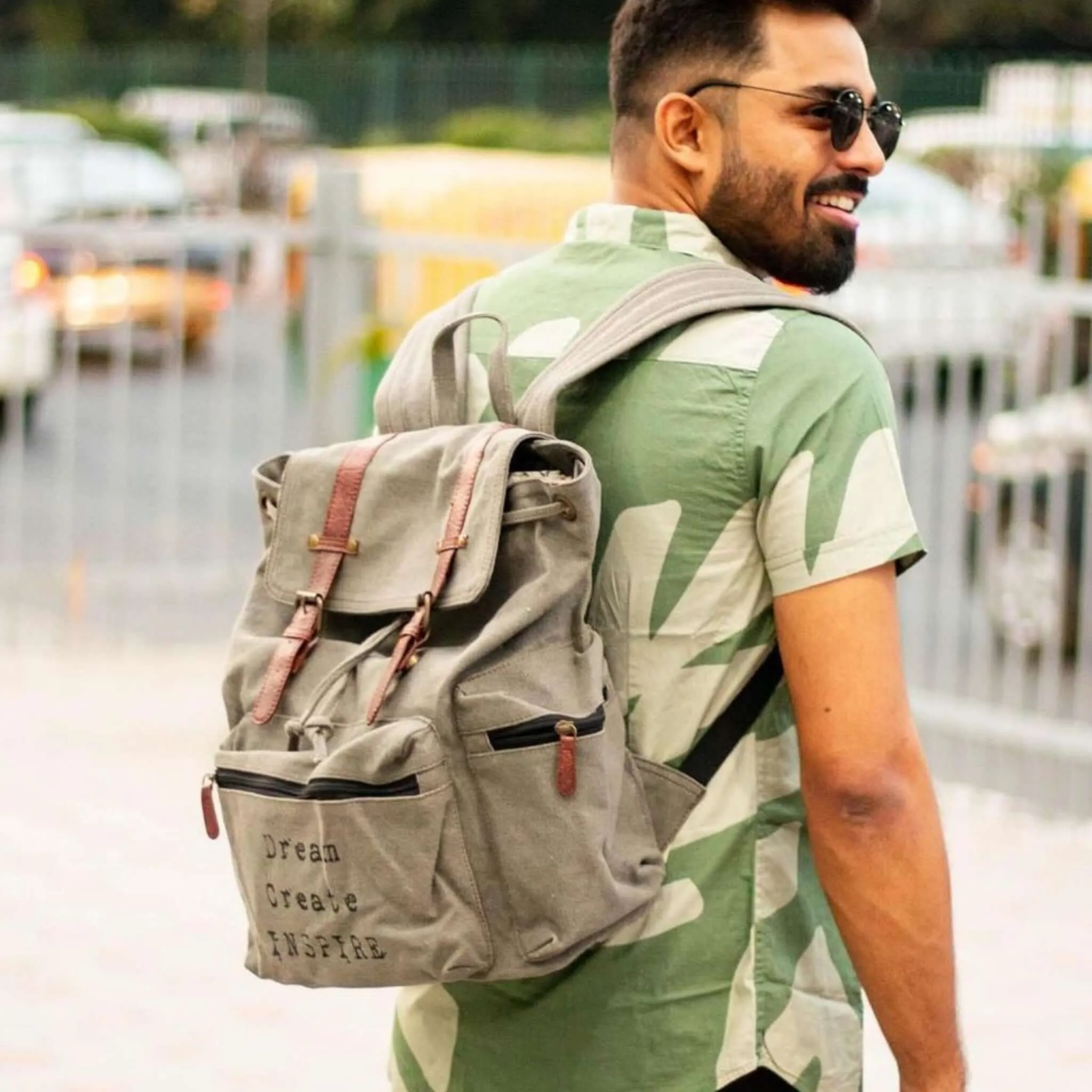 Mona B - Upcycled Canvas Back Pack for Office | School and College with Upto 14" Laptop/ Mac Book/ Tablet with Stylish Design for Men and Women: Dream