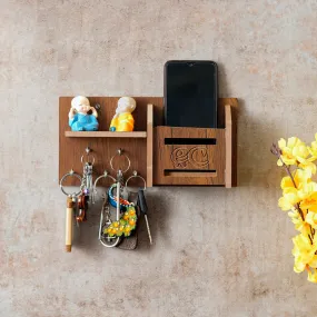 Nara Wooden Key Holder With Shelf