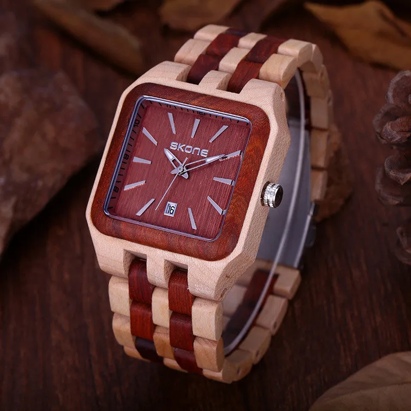 Natural Wooden Watches Men Antique Wood Watch Luxury Casual Quartz Wristwatch Shock Resistant