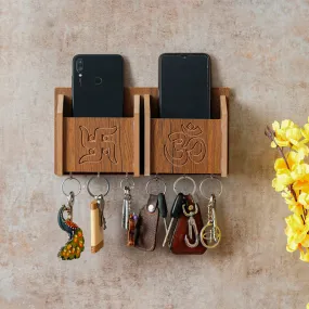 Om Swastik Engraved Wooden Key Holder