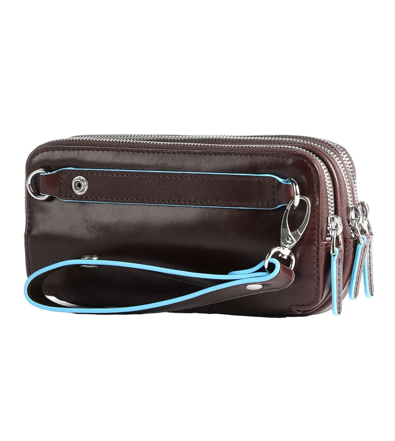 Piquadro Blue Square Unisex Mahogany Pouch